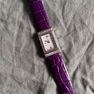 Pedre Purple Crystal-Accent Women's Genuine Leather Watch